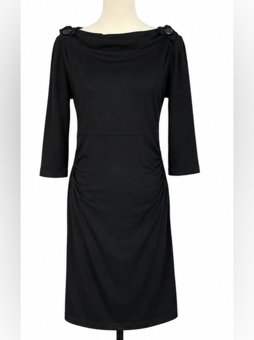 Diane Von Furstenberg Black Long-Sleeve Boatneck Sheath Dress